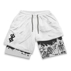 Berserk Skull Print 2 in 1 Running Workout Shorts