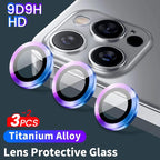 HD Camera Lens Protector 9H Hardness Anti-Scratch Camera Protector For iPhone 13 14 12 Pro Max Titanium Alloy Camera Protector for iPhone 12 13 Mini Camera Protector Lens Protection Glass Suit