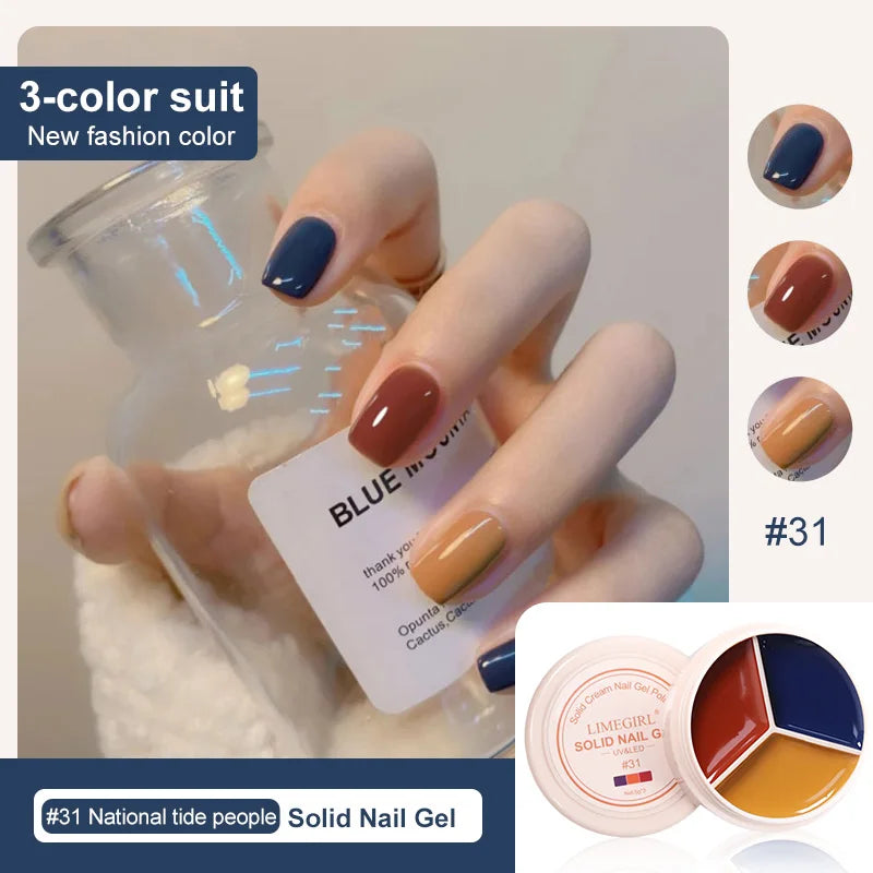 LIMEGIRL Solid Nail Art Gel Polish 15g 3 Colors Cream Soft Gel Polish for Nail Art Beginner DIY Design  Home/Salon Manicure Gift Lootquake LLC