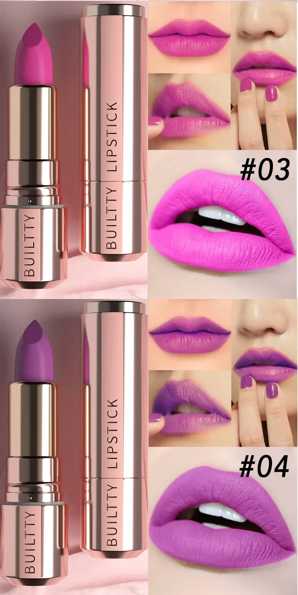 Pearl White Exhibitionist Lipstick Nude Red Pink Matte Lipstick Long Lasting Smudge Proof Waterproof Non-Transfer Formula