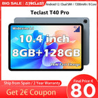 Teclast 10,4 inch T40 Pro tablet 8gb RAM ROM 128GB Android 11/12 7000mAh fast charging 2000x1200 UNISOC T618/T616 8 cores 4G network, Wifi, 13MP + 8MP