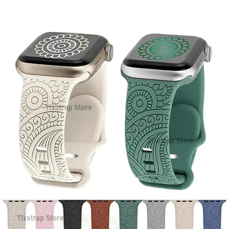 Apple Watch Silicone Strap - Stylish, Engraved Design - SJB-DIAMOND ELITES