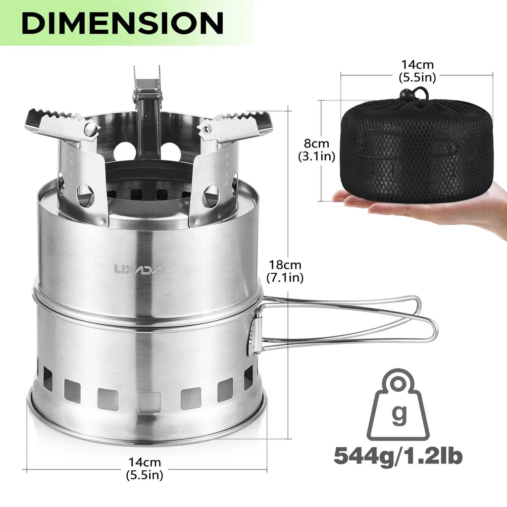 FlexFire: Compact Dual-Fuel Outdoor Cooking Stove THRIXINE