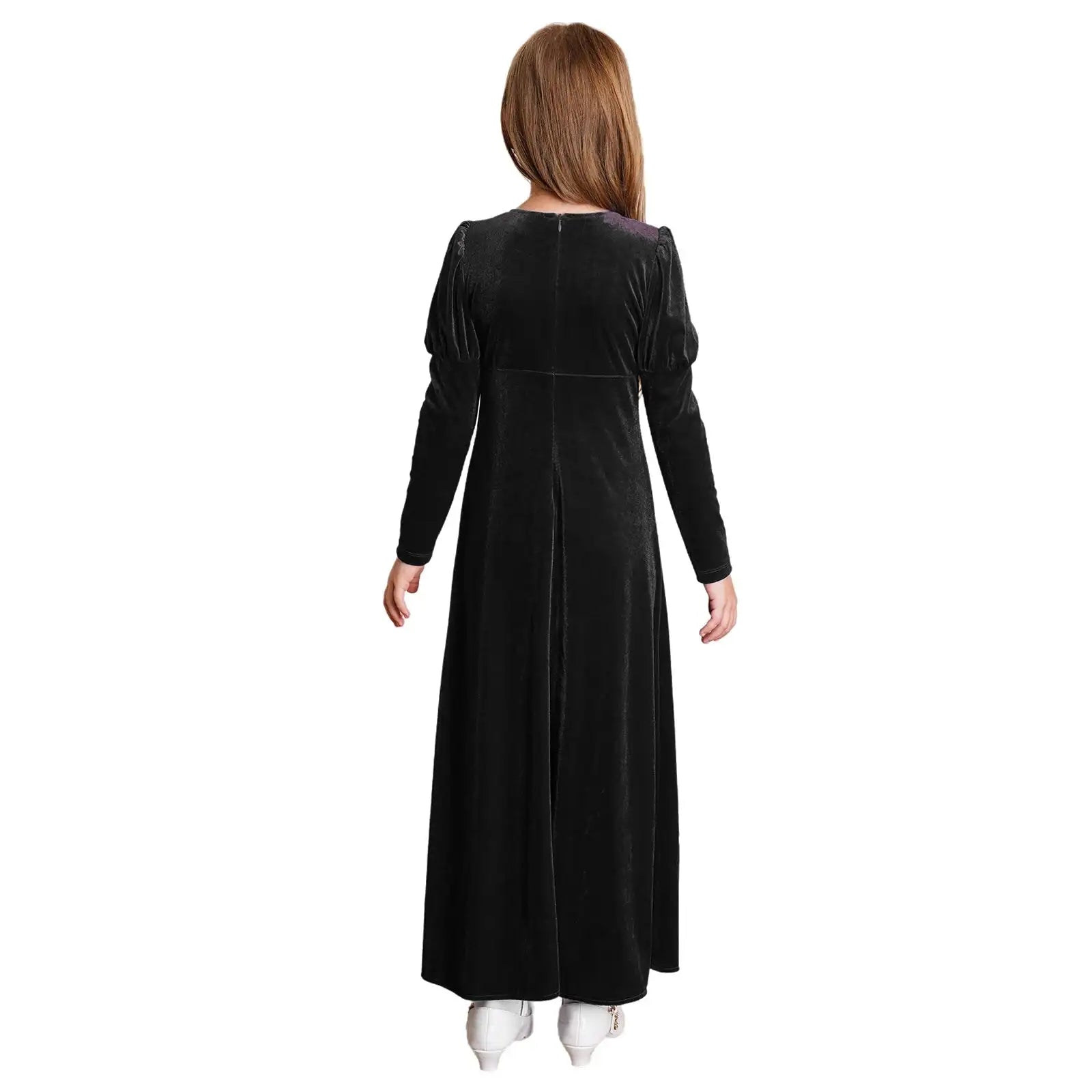 Girls Velvet Medieval Princess Dress Long Sleeve Renaissance Retro Robe Ancient Roman Long Dress for Halloween Carnival Party