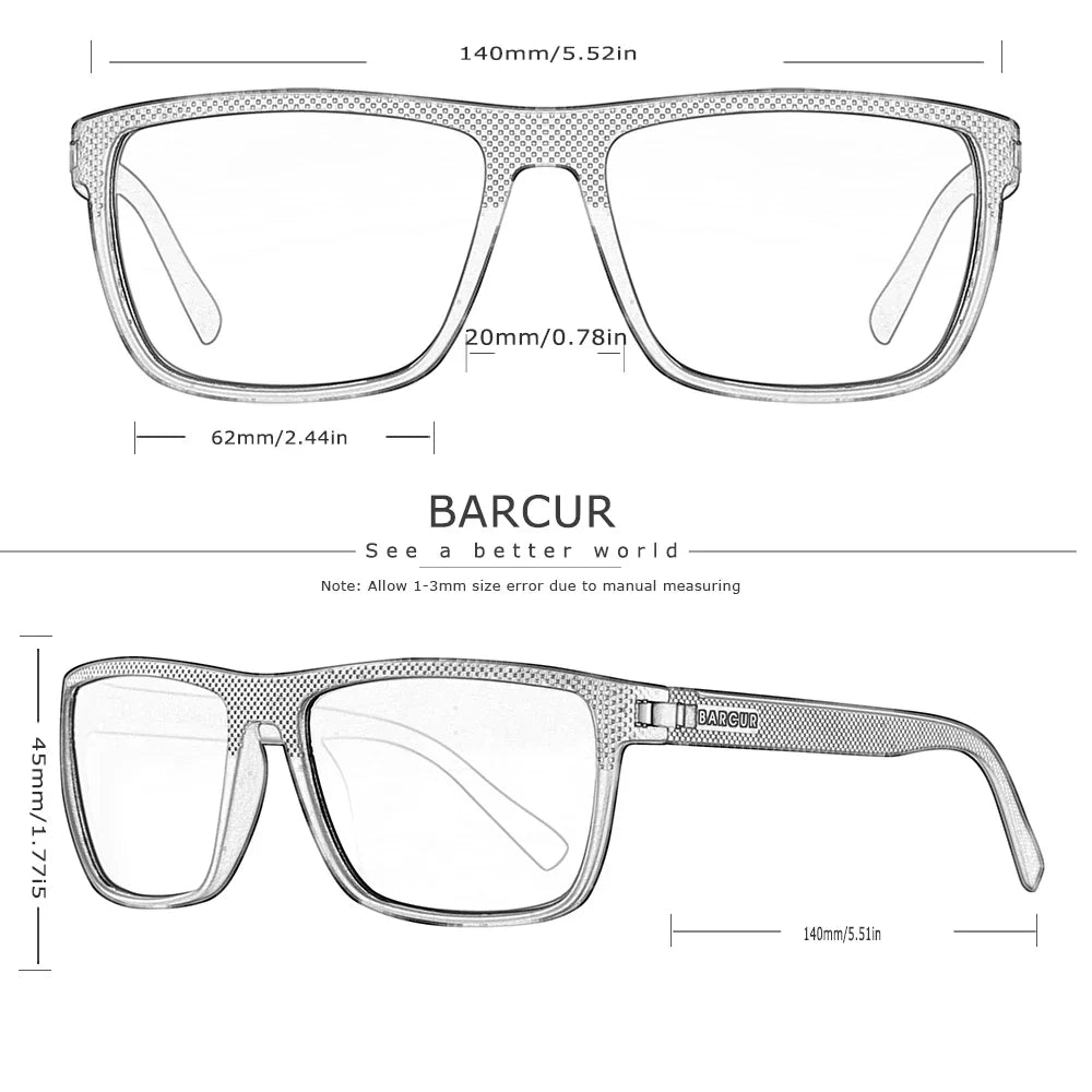 BARCUR Sports Polarized Sunglasses for Men Lightweight TR90 Square Fishing & Travel Eyewear UV400 Protection Men Accessory Stevvex