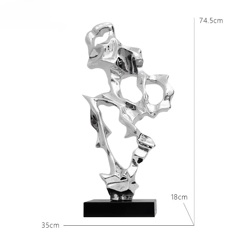 Abstract Art Sculpture Electroplating Transparent Resin Craft Model Modern Home Decor LivingRoom Office Desktop Statue Ornaments Lootquake LLC