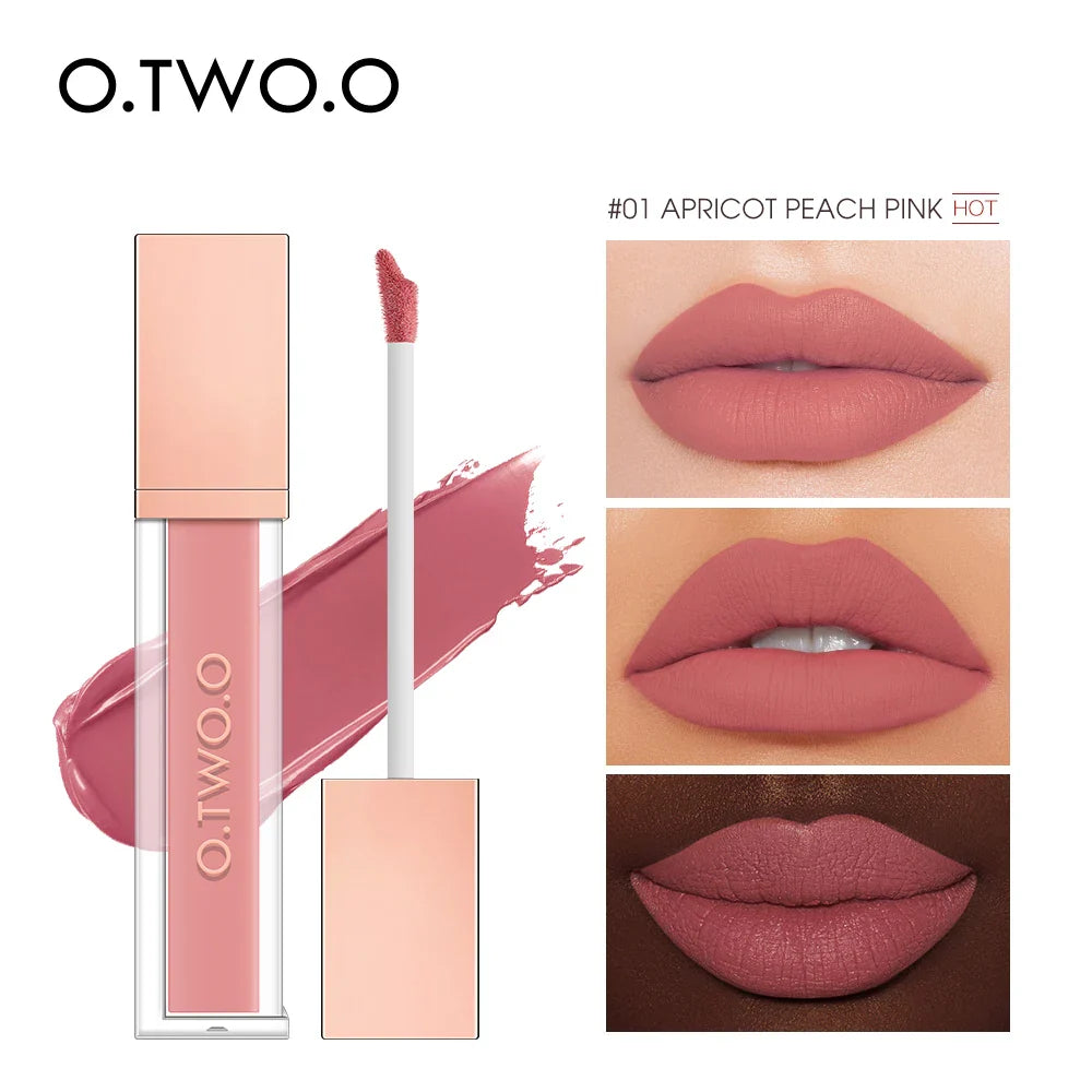 O.TWO.O 12 Color Liquid Lipstick Matte Finish Sexy Silky Lip Gloss Waterproof Kiss-proof Lasting Lip Glaze Lip Tint Cosmetics Lootquake LLC