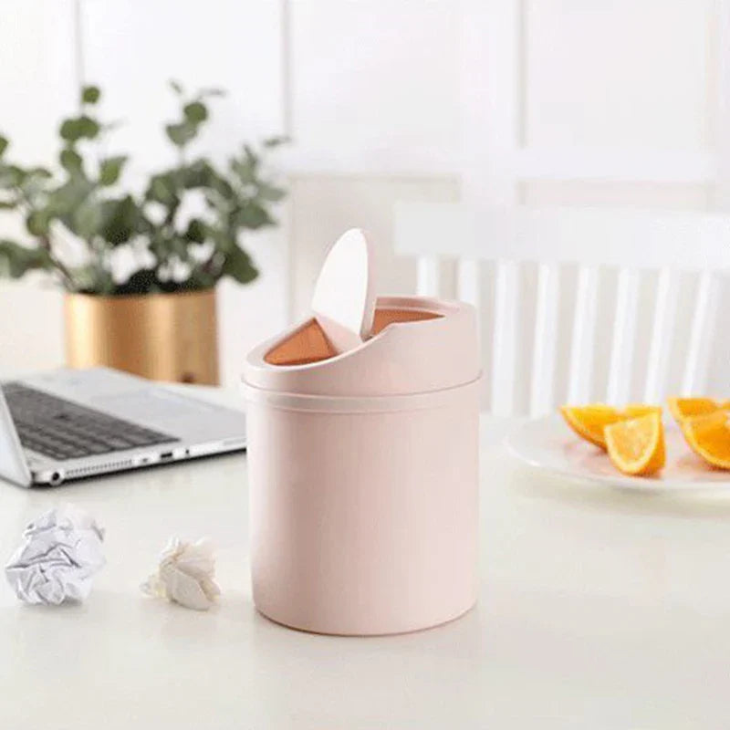 Mini Desktop Bin Small Trash Can Tube With Cover Bedroom Trash Can Garbage Can Clean Workspace Storage Box Home Desk Lootquake LLC