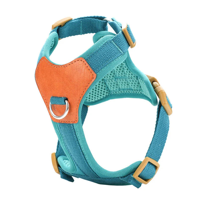 Retro Pet Harness - Adjustable PU Leather & Mesh Fashioned Furbabies