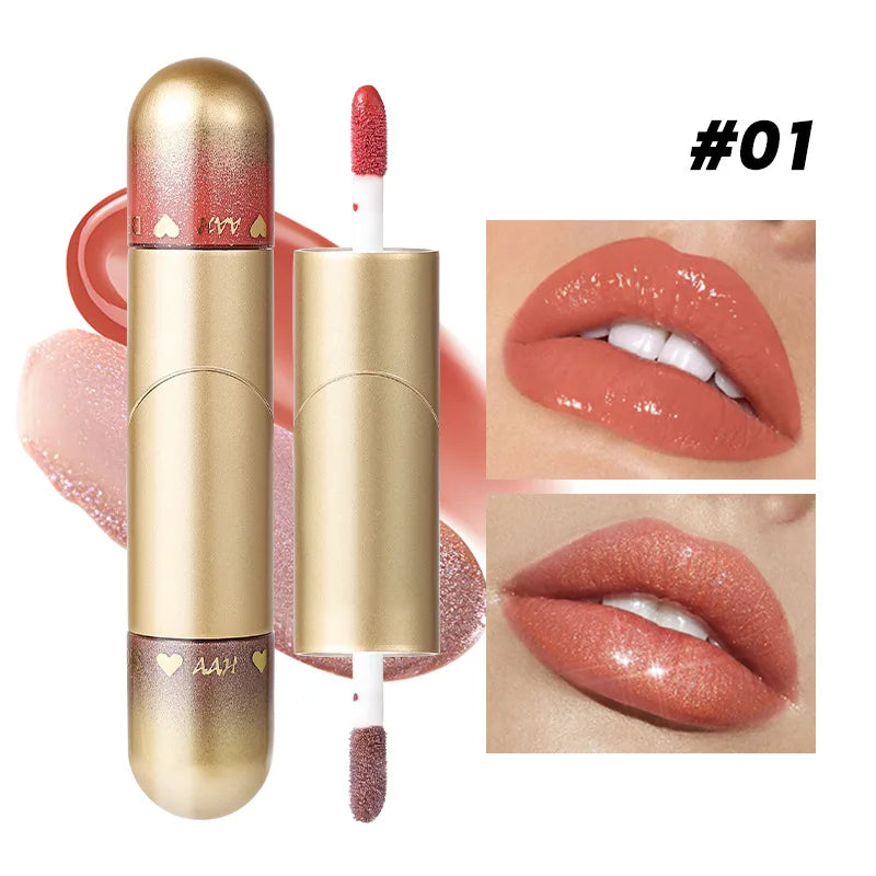 1pcs Double-head lip gloss lipstick, hydrating and moisturizing, foldable, sparkling mirror-like, nourishing lip gloss Lootquake LLC