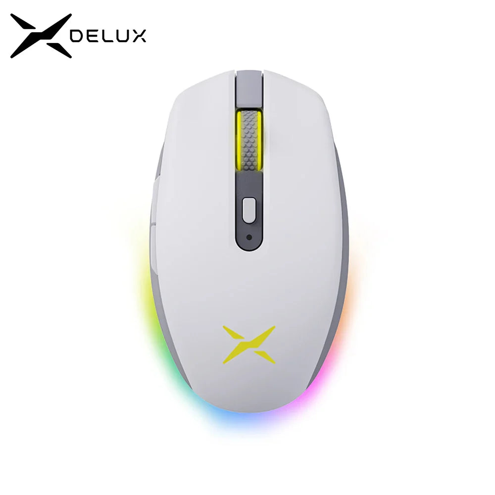 Delux M820DC PAW3335 Wired + Wireless + Bluetooth Gaming Mouse 80 Million Clicks 16000 DPI RGB Rechargeable Mice For Computers Lootquake LLC