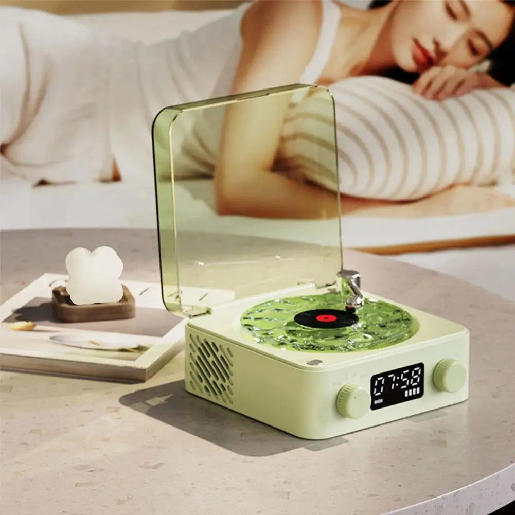 Turntable Bluetooth Speaker With LED Ocean Clock,Hi-Fi Mood Light Audio System For Home Decor & Birthday Gifts Lootquake LLC