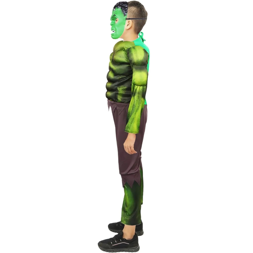 Halloween Party Costumes Adult Green Giant Muscle Model Clothing,CosplayJumpsuits And Hulk Masks, Children Adult Cosplay Clothes