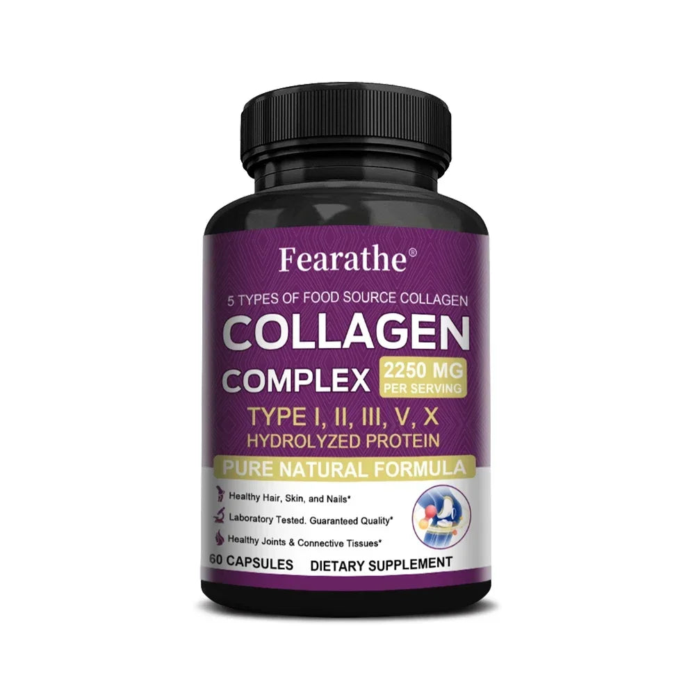 Multi-Collagen Capsules for Men and Women - Hydrolyzed Type I II III V X for Skin, Hair, Nails, Bones, Joints, Nutrition Lootquake LLC