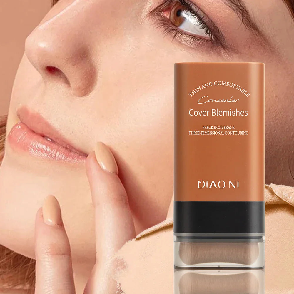Tioni Foundation Stick Dual Head with Brush Moisture Translucent Foundation Long Lasting Eraser Foundation Stick