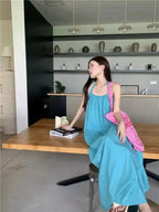 Summer Vacation Dress Thailand Style Open-back Halter Neck Age-reducing Photography Beach Long Dress Belted