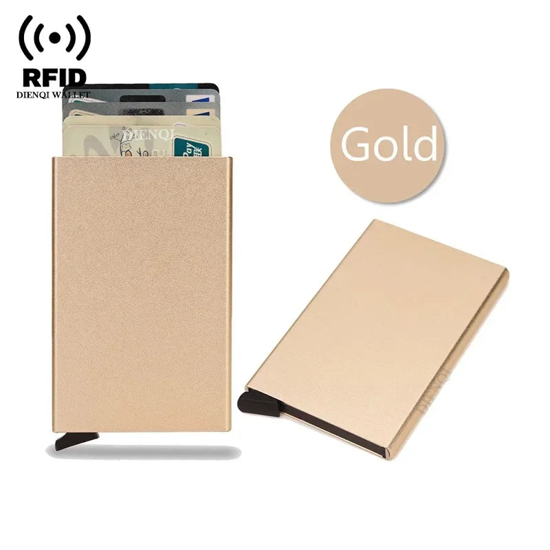 Rfid Credit Card Holder Metal Thin Slim Smart Wallet Men Women Wallets Pop Up Minimalist Small Black Purse Mini Walets for Men Lootquake LLC