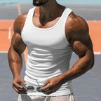 American Vest, Summer Europe And The United States Men Stretch Sports Gym Training, Tight Hurdle Sleeveless Top Solid Color Vest