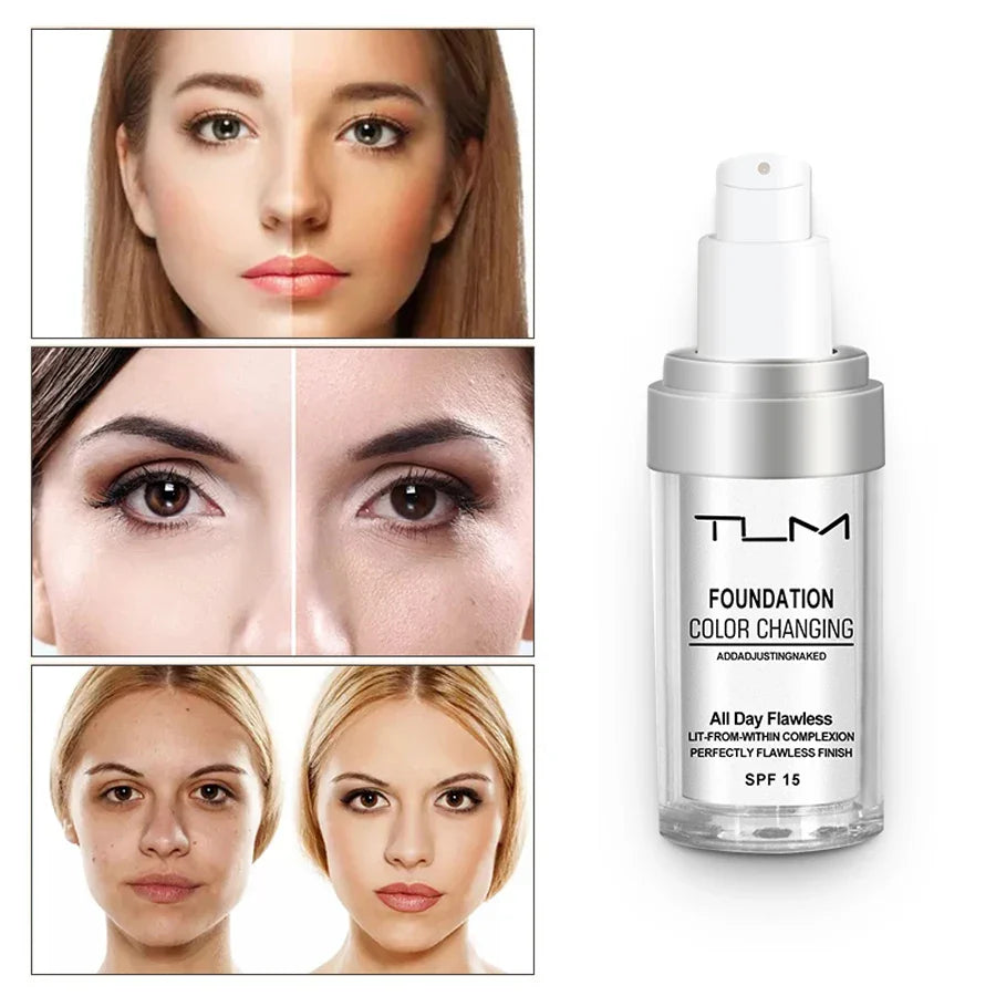 TLM TUM Liquid Foundation Cream Professional Full Coverage Face Concealer Waterproof Makeup Base Brighten Cover Dark Circles30ML Lootquake LLC