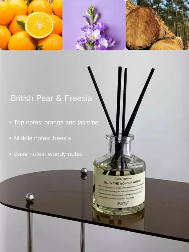 50ml Aromatherapy Essential Oil Flameless Freesia Jasmine Fragrance Oil with Reed Diffuser Stick Home Room Air Freshener Decor Lootquake LLC