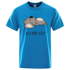 Need More Sleep Cartoons Bear Men Tshirt Street T-Shirts Hip Hop Unisex Tops Fashion Cotton Clothes Casual Breathable T Shirt
