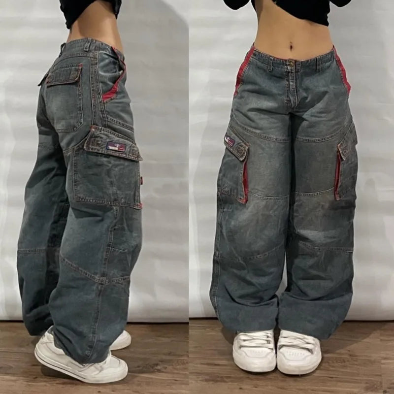 Streetwear Fashion New Multi-pocket Washed Baggy Jeans Men And Women Y2K Hip-hop Harajuku Casual Gothic High Waist Wide Trouser Lootquake LLC