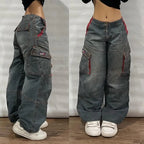 Streetwear Fashion New Multi-pocket Washed Baggy Jeans Men And Women Y2K Hip-hop Harajuku Casual Gothic High Waist Wide Trouser Lootquake LLC