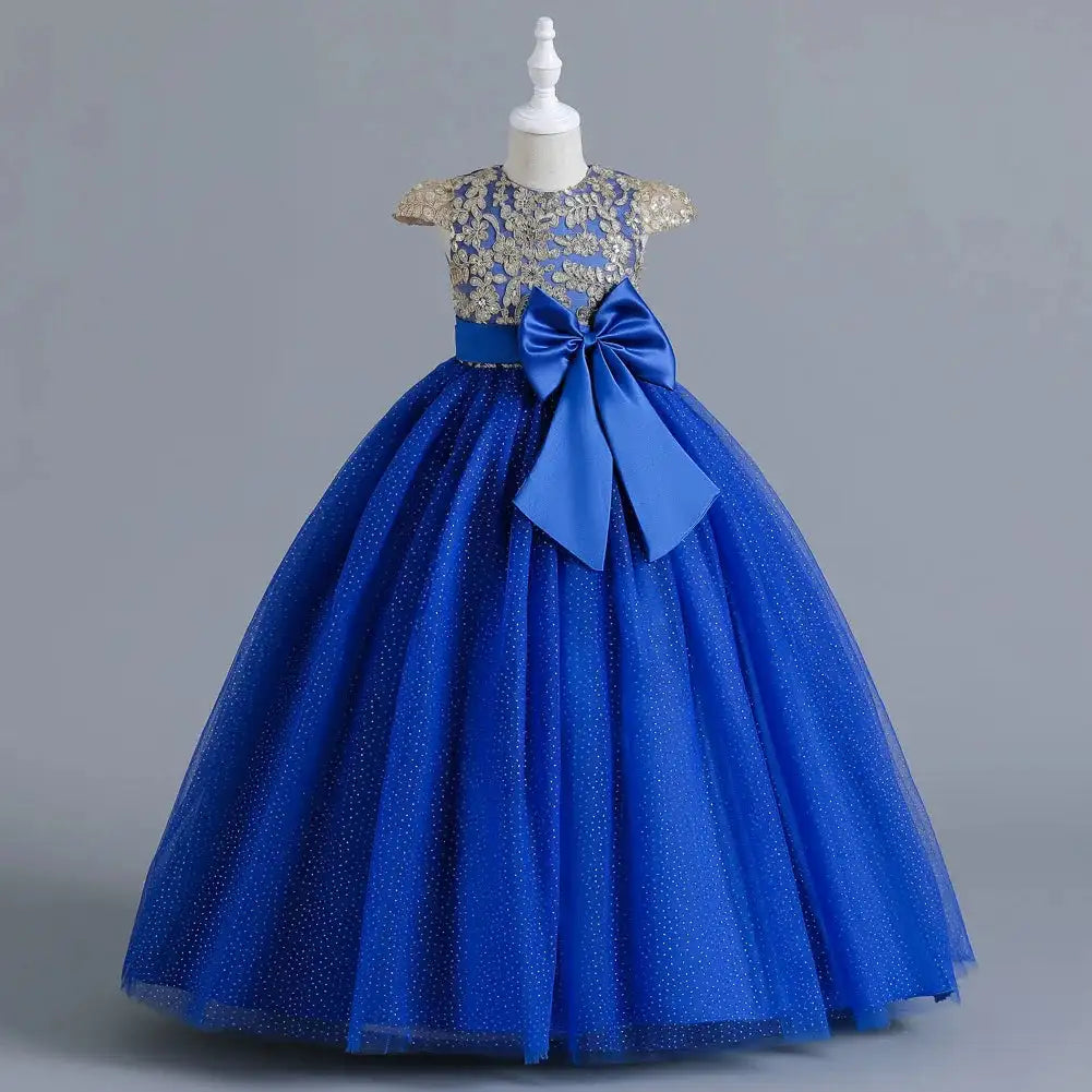 New Christmas Party Princess long dress children's dress children's gauze lace birthday party dinner ball big butterfly dress