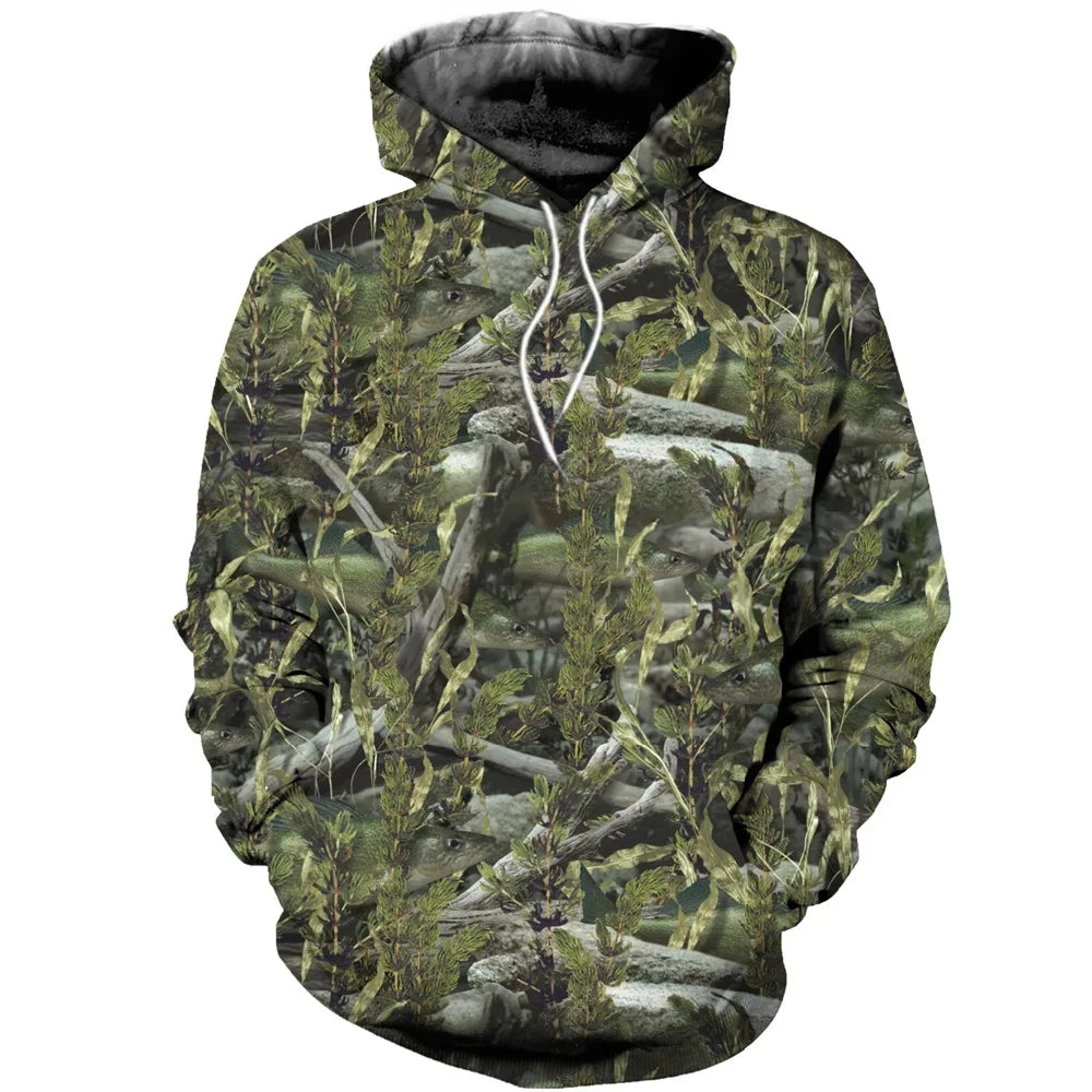 2024 Four Seasons Maple Leaf Camouflage 3D Sports Shirt Men's Fishing Outdoor Camping Hunting Clothing Jacket Men's Hoodie Pi-Mart
