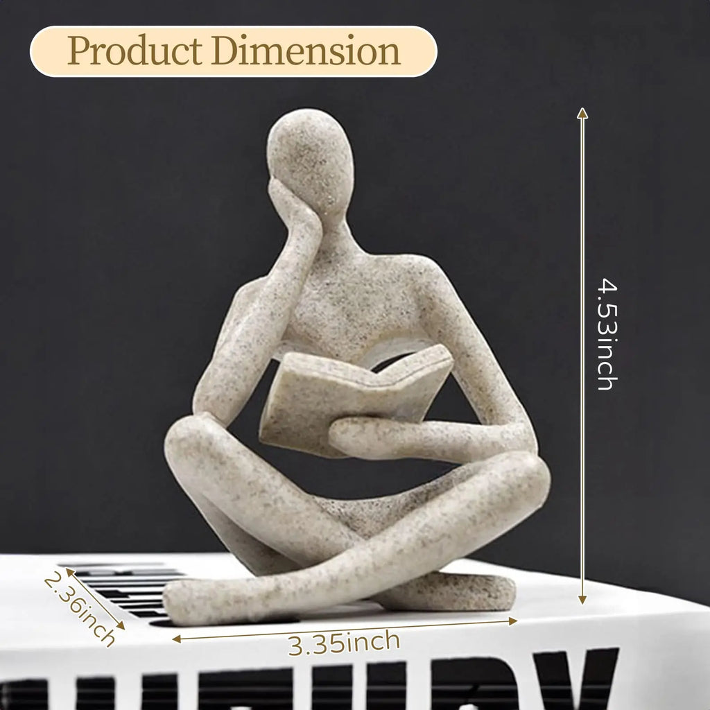 Bookshelf Decor Thinker Statue - Abstract Art Reading Thinker Sculpture Figurine Aesthetic, Modern Home Decoration for Living Lootquake LLC