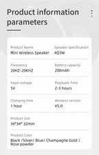 Mini Bluetooth Speaker HD Sound with Bass Smallest Wireless Speaker for Phone PC Tablet with Selfie Button Call Function Cute Lootquake LLC