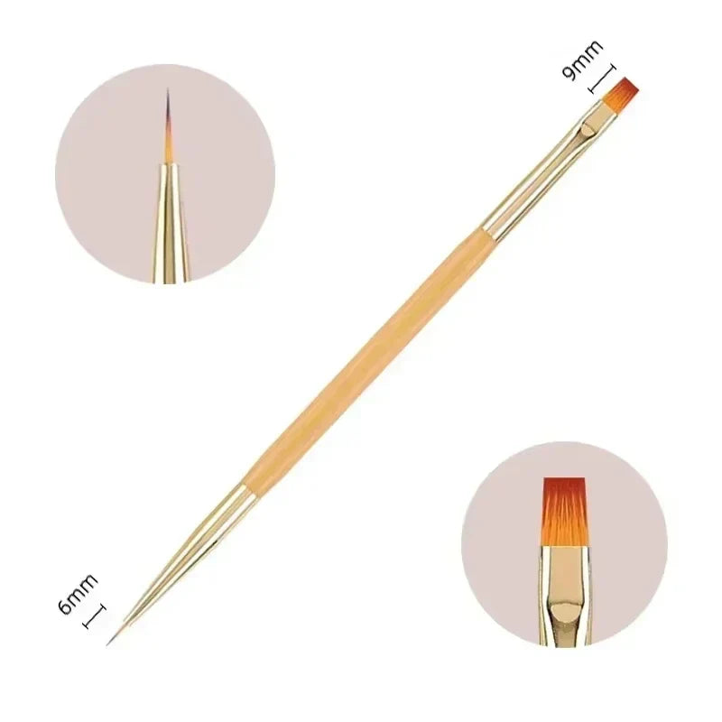 New Dual-ended Nail Brush Acrylic Nail Art Brushes Professional UV Gel Nail Polish Liner Flower Painting Drawing Manicure Tools Lootquake LLC