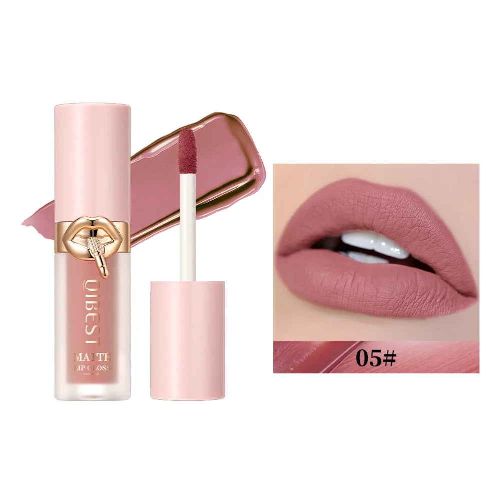 QIBEST 10 Colors Nude Matte Liquid Lipstick Waterproof Silky Lip Gloss Non-Stick Cup Lasting Purple Red Lip Tint Durable Makeup Lootquake LLC