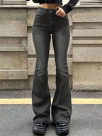 Women Flare Stretch Moustache Jeans Fashion Skinny Bell Bottom High Waist Gray Denim Pants Lady Classic Y2K Punk Long Trousers Lootquake LLC