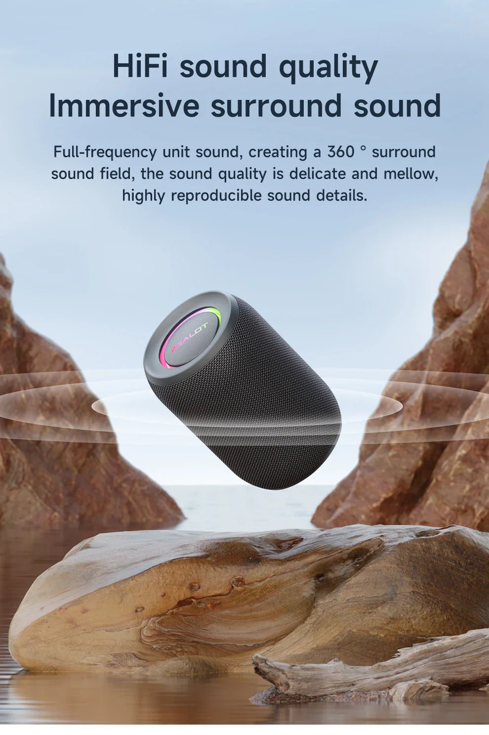 Zealot-S32PRO Powerful Bluetooth Speaker, Bass Wireless, LED Light, Outdoor Speakers, Subwoofer, Waterproof Sound Box Support Lootquake LLC