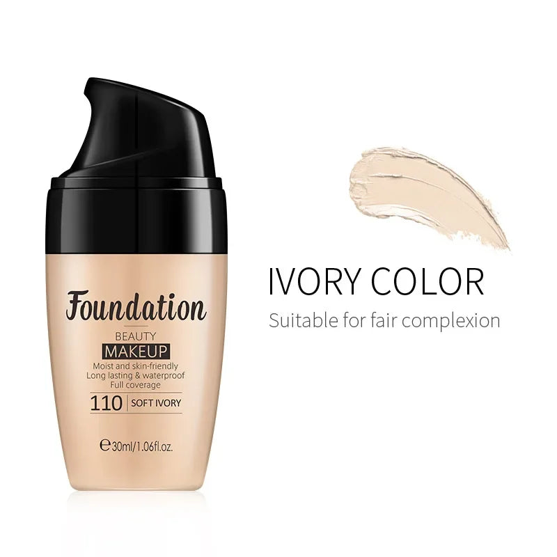 LAIKOU Liquid Foundation Moisturizing Long Lasting Face Comestics Natural Brighten Face Base Tone Make Up 30ml Lootquake LLC
