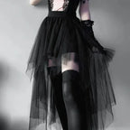 Casual Skirts Punk Sexy Net Yarn High-Waisted Irregular Skirt for Women Summer New European and American Gothic Style Versatile