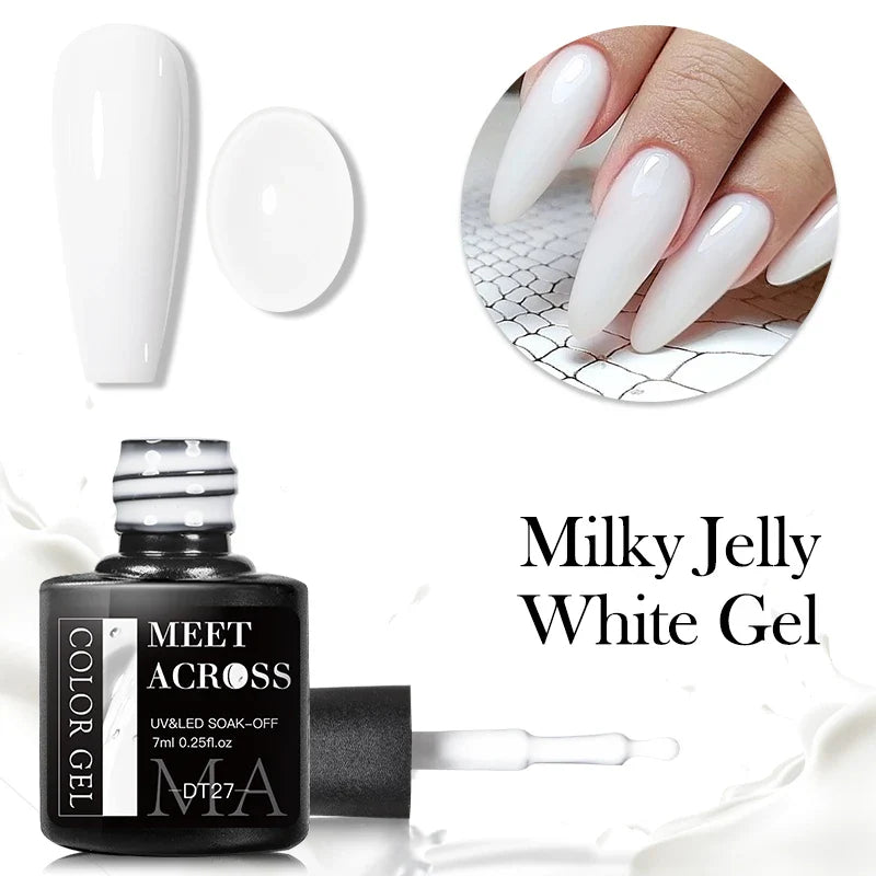 7ml Milky Jelly White Gel Nail Polish Natural Luster Long Lasting Nail Art All for Home DIY Manicure Soak Off UV LED Gel Vernis Lootquake LLC