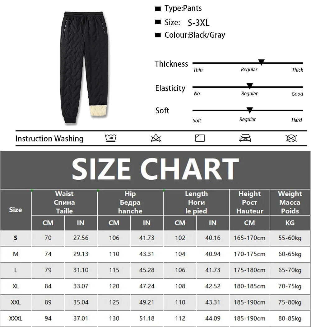Men's Winter Thick Warm Arctic Velvet Thermal Waterproof Windproof Casual Sweatpants - SJB-DIAMOND ELITES