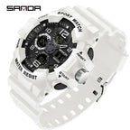 SANDA 3168 White Sport Watch  LED Digital 50M Waterproof Watch Men Multifunction Clock Relogio Masculino Men Military Watches