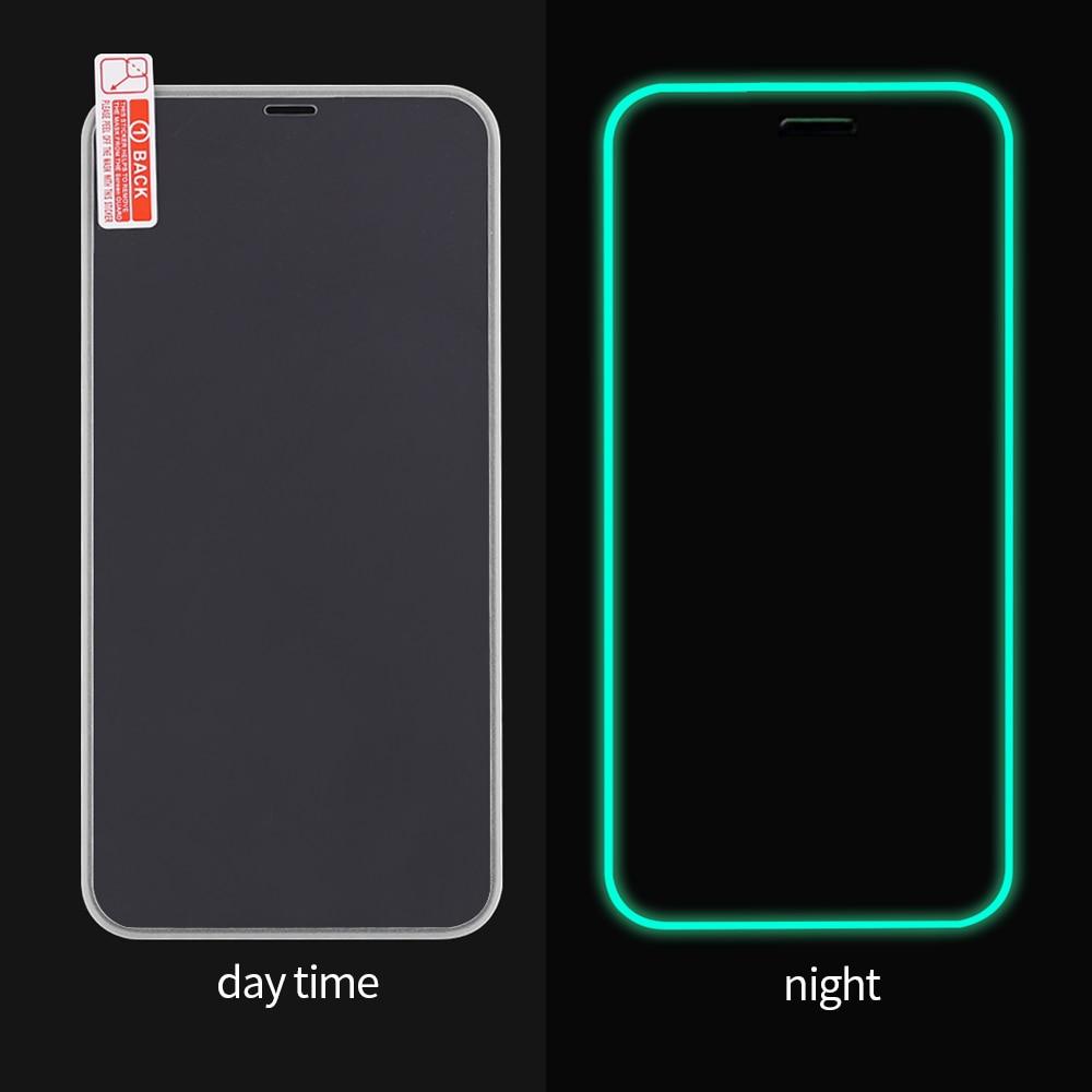 2Pcs Luminous Protective Glass For iPhone 14 13 12 11 Pro Max X XR XS Screen Protector For 7 8 6 Plus SE3 Glowing Tempered Glass  Luminous Glowing Tempered Glass Screen Protector for iPhone Stevvex