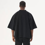 300GSM Heavyweight Cotton Boxy Cropped Tee | Slim Neck Streetwear T-Shirt Hip Hop Men's Short Wide Distressed Shirt