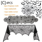 Halloween Decorations Set Spider Web Table Runner Fireplace Scarf Cover Tablecloth 3D Bats Wall Stickers Halloween Party Decor Lootquake LLC