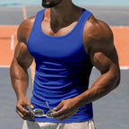 American Vest, Summer Europe And The United States Men Stretch Sports Gym Training, Tight Hurdle Sleeveless Top Solid Color Vest
