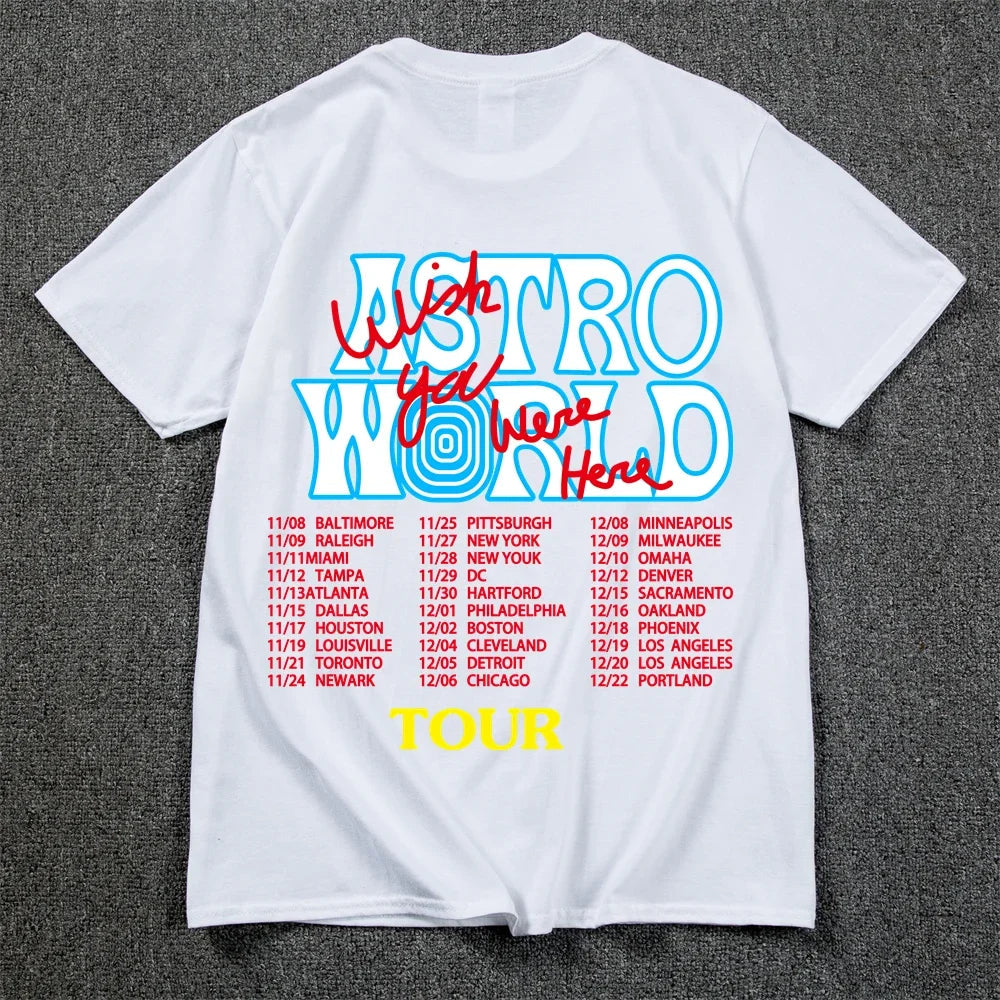New Summer Hip Hop T Shirt Men Women Cactus Jack Harajuku T-Shirts WISH YOU WERE HERE Letter Print Tee Tops Lootquake LLC