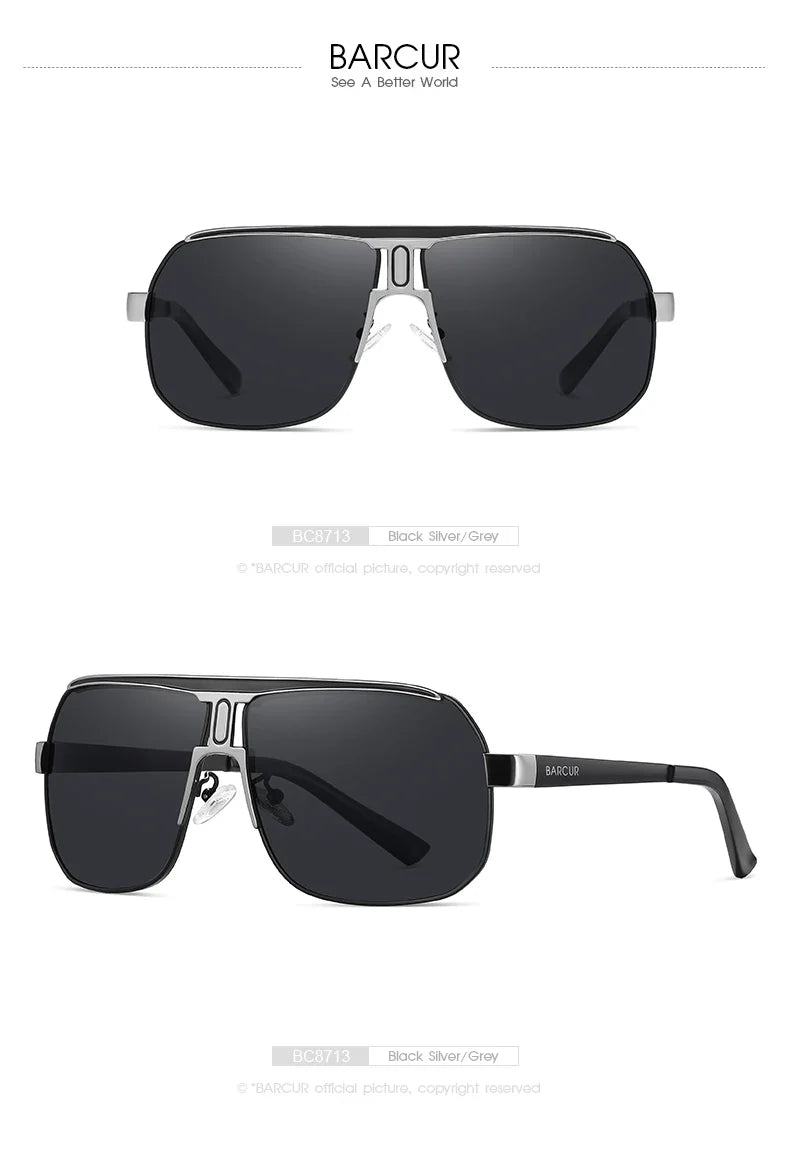 BARCUR Polarized Sunglasses for Men – Trendy UV400 Gradient Lens Oval Comfortable Frame Sports Driving Hiking Fishing Outdoor Fashion Eyewear with Durable Stainless Steel Frame – Casual Apparel Accessory Gift for Him Stevvex