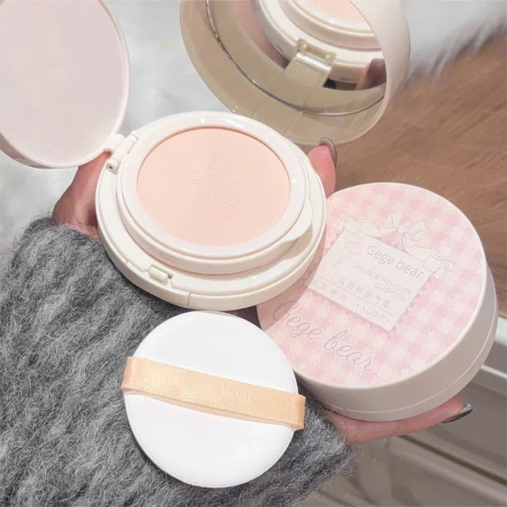 Matte Face Pressed Powder Oil Control Natural Full Coverage Moisturizing Whitening Foundation Cream Base Makeup 2 In 1 Cosmetic Lootquake LLC