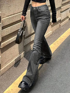 Women Flare Stretch Moustache Jeans Fashion Skinny Bell Bottom High Waist Gray Denim Pants Lady Classic Y2K Punk Long Trousers Lootquake LLC