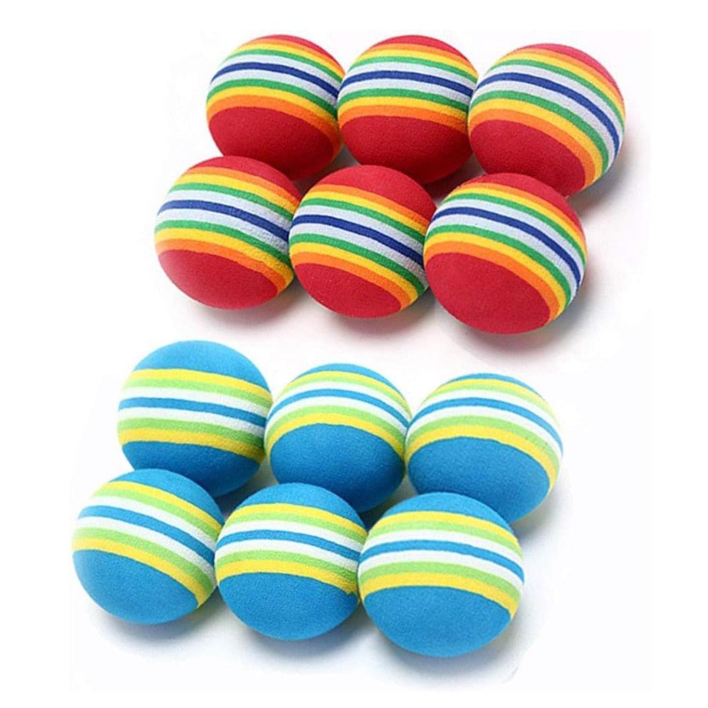 10pcs Cat Toy Balls Interactive for Indoor Cat Red Rainbow Soft Foam Puppies Toy Balls Activity Chase Quiet Play Sponge Ball  Toy Balls for Dog Puppies Kittens Stevvex