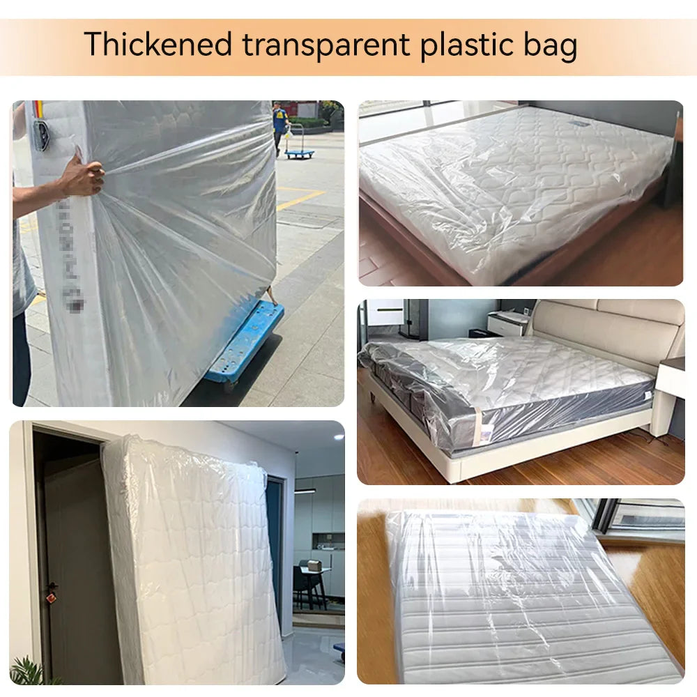 150/200x240x35cm Mattress Protector Packaging Bag Moisture-proof Dust Cover Thickness 0.08mm PE Transparent Moving Home Storage Lootquake LLC